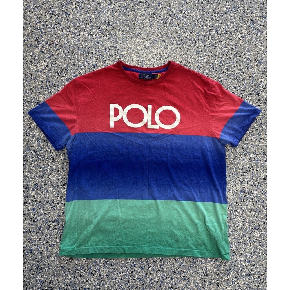 Polo Ralph Lauren Men's Classic Fit Ombré Striped T-shirt POLO Graphic Size LG